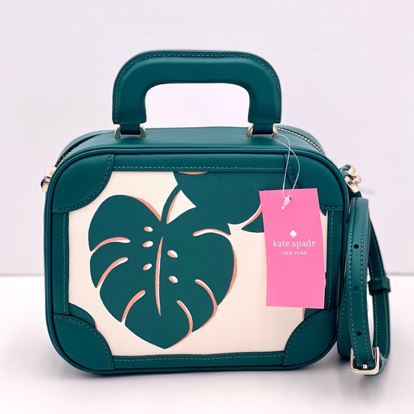 Kate Spade monstera leaves traveler trunk crossbody bag - Picture 6 of 13